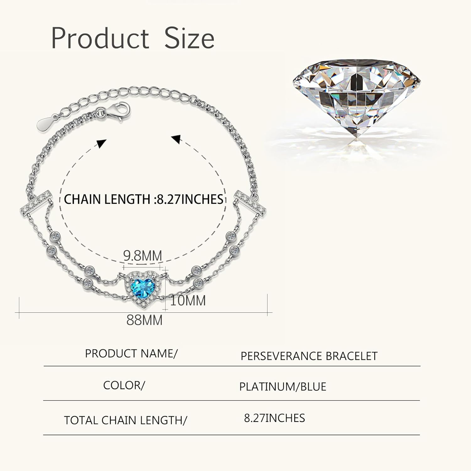 14K White Gold Over S925 Sterling Silver 1ct Heart Cut D-color VVS1 Diamond Bracelet, Elegant Statement for Women in Ant Occasion