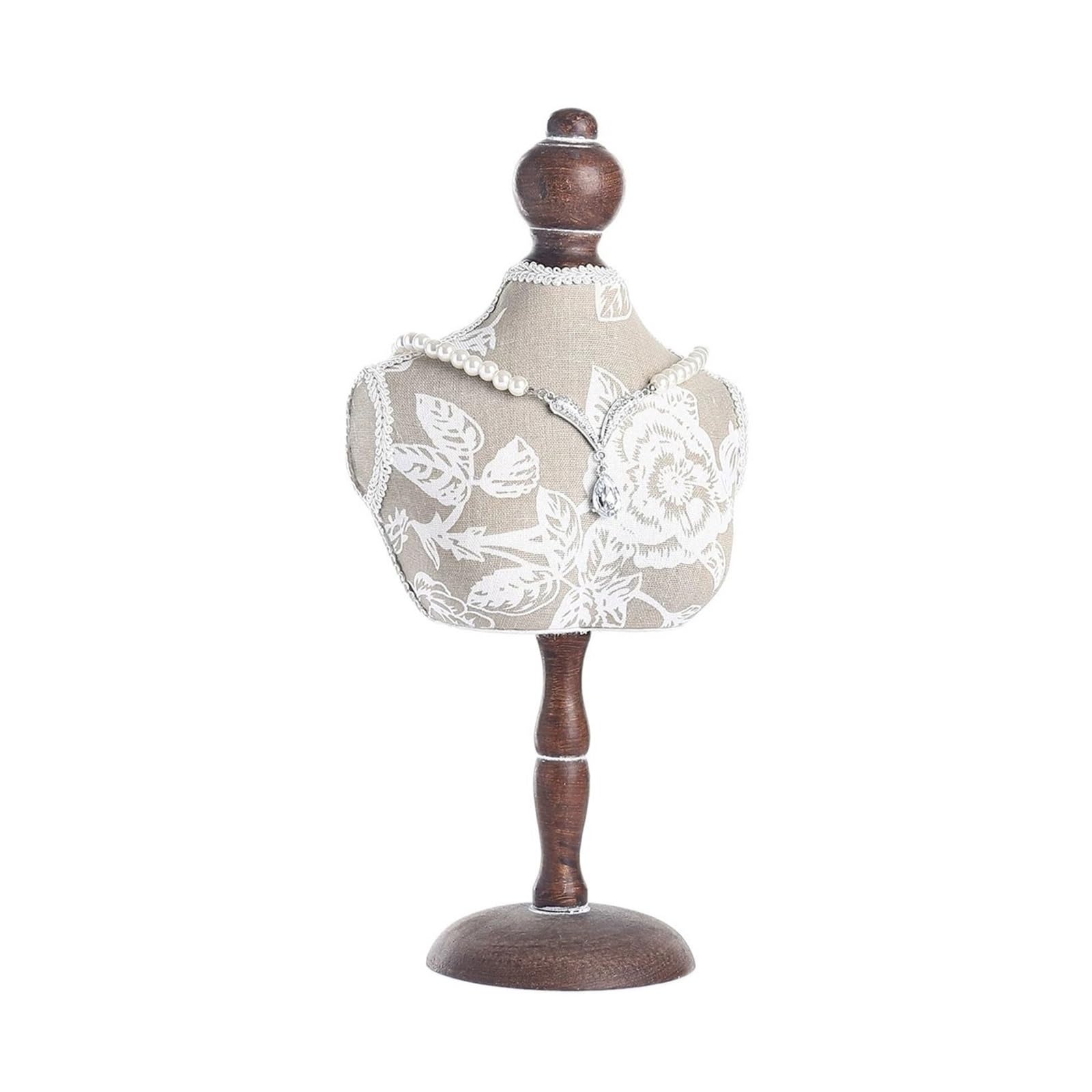 FAJNUZI2024 Jewellery Display Stand Creative Art Mannequin Bust Jewelry Stand Linen Necklace Display Holder with Wooden Base