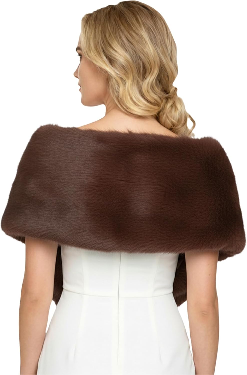 Barelove Long Women's Faux Fur Collar Scarf Wrap, Cold Winter Warm Stole Scarf Shawl Shrug Neck Warmer Wrap - Image 2