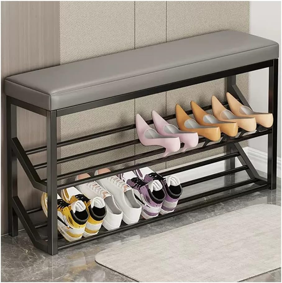 Banc industriel à chaussures compact pour ranger les entrées encombrées et étroites