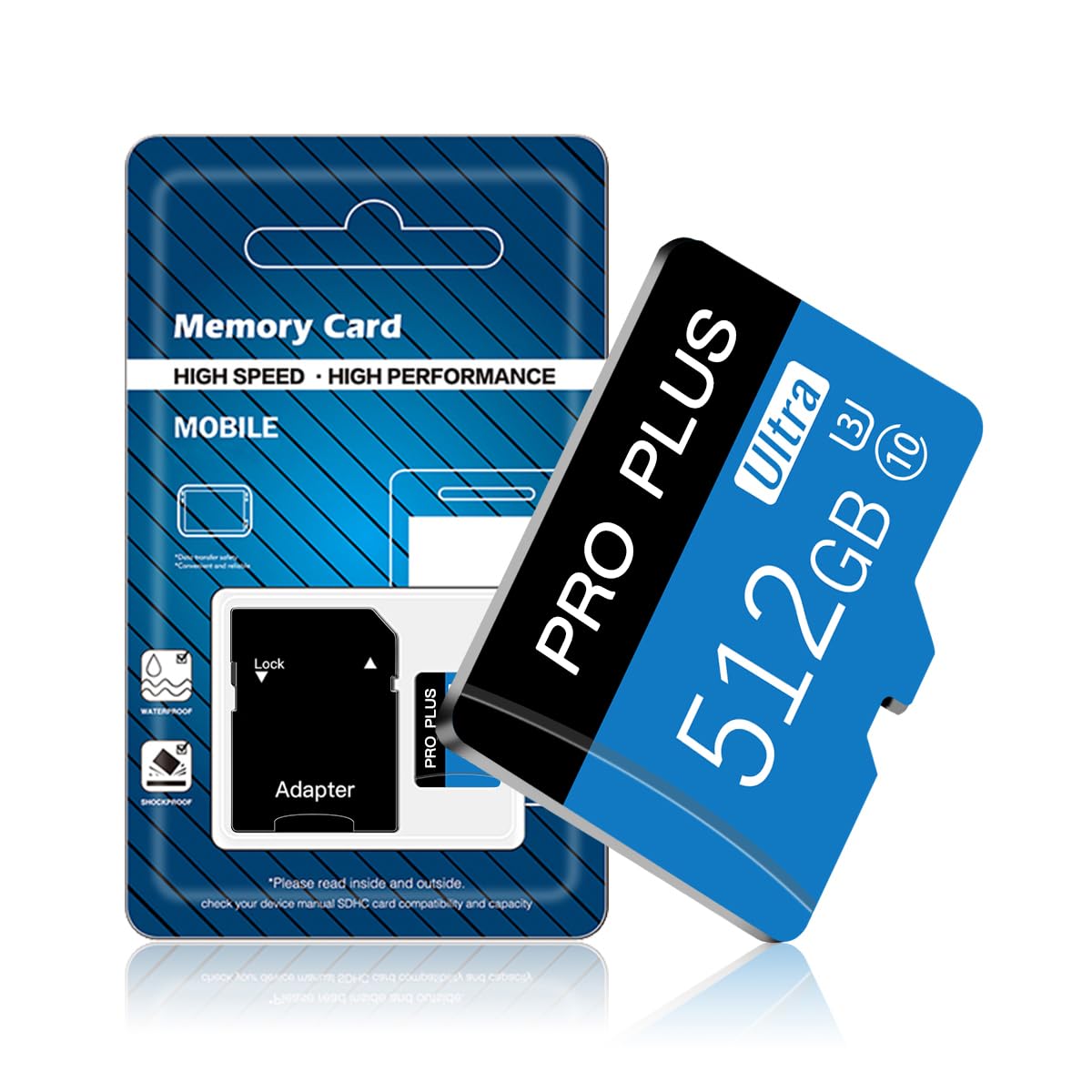 Carte Micro SD 512Go Avec Adaptateur – Classe 10, 80Mo/s, Résistante Aux Chocs, Eau, Rayons X – Pour Drone, Smartphone, Tablette !