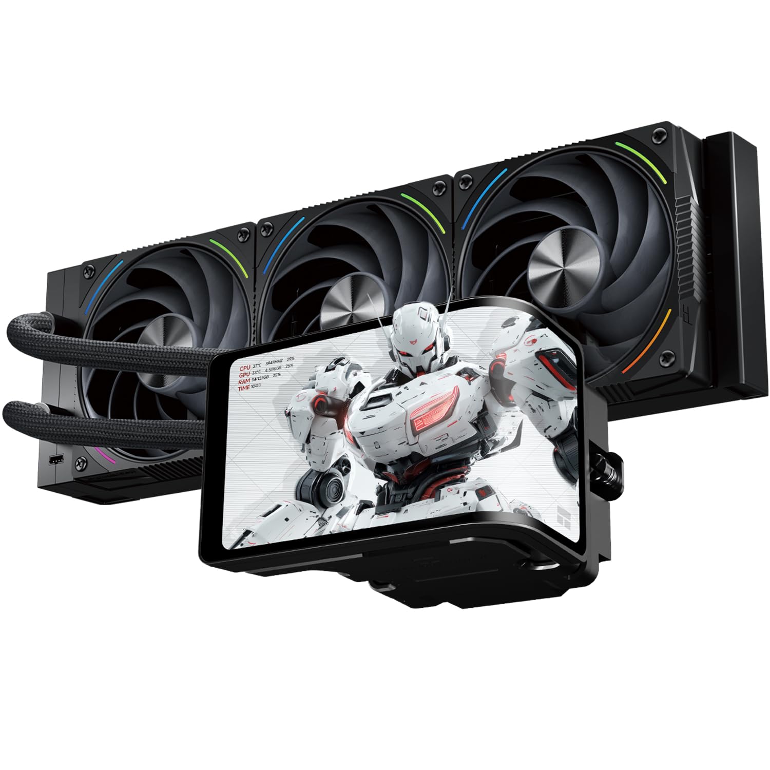 TR-Thermalright Wonder Vision 360 Turbo ARGB Nero Liquid CPU Kühler, Schermo Curvo 3D da 6,67'' con Risoluzione 2400x1080 - Magnetico, 360mm Aio Nero, per AM5, LGA1851/1700