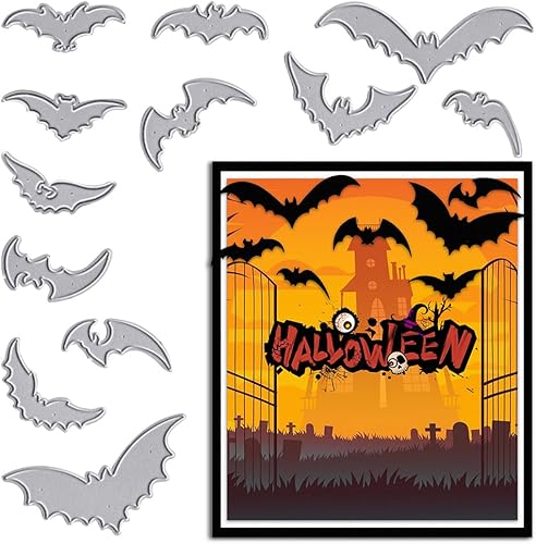 Hying Murallas de murciélagos de Halloween para hacer tarjetas, Halloween 12 estilos de murciélagos vampiros troquelado para álbumes de recortes,
