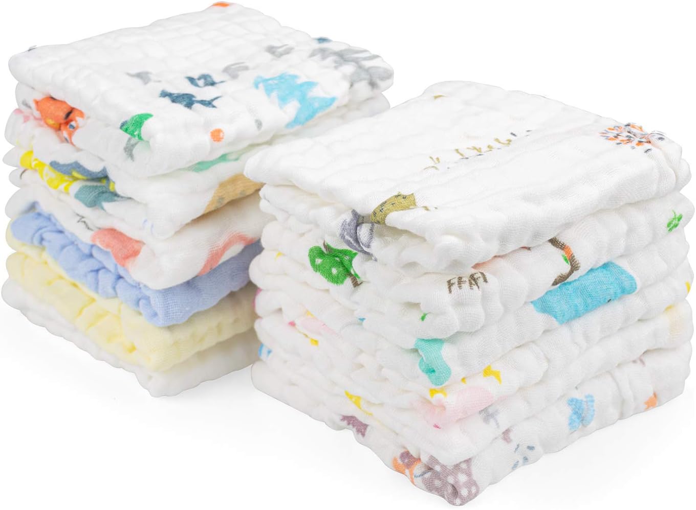 Kingrol 12 Pack Colorful Baby Muslin Washcloths, 6Layers