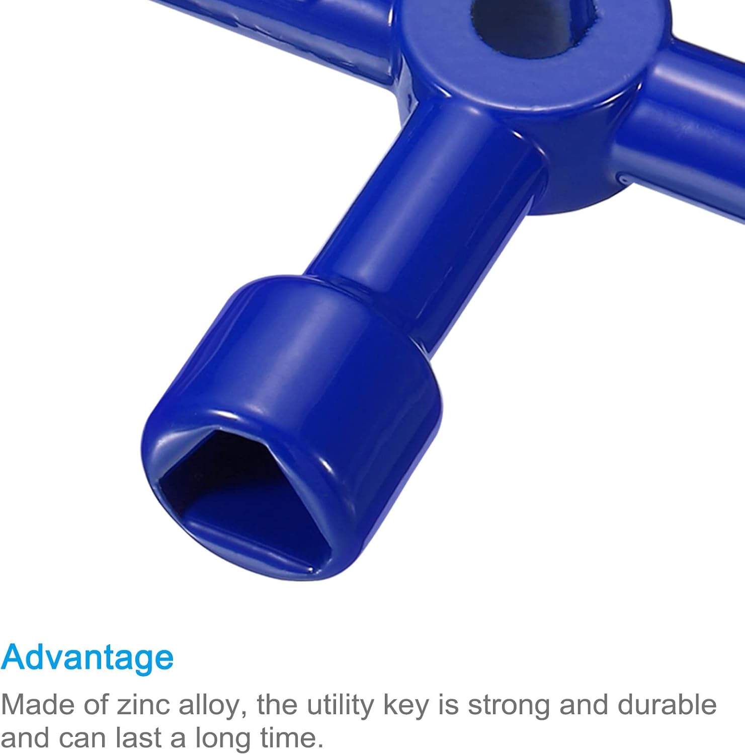 PATIKIL Multi-Functional Universal Cross Key, 3 Pack Zinc Alloy 4 Way Gas Water Meter Key Wrench for Electric Cabinet Plumbing Valve, Blue