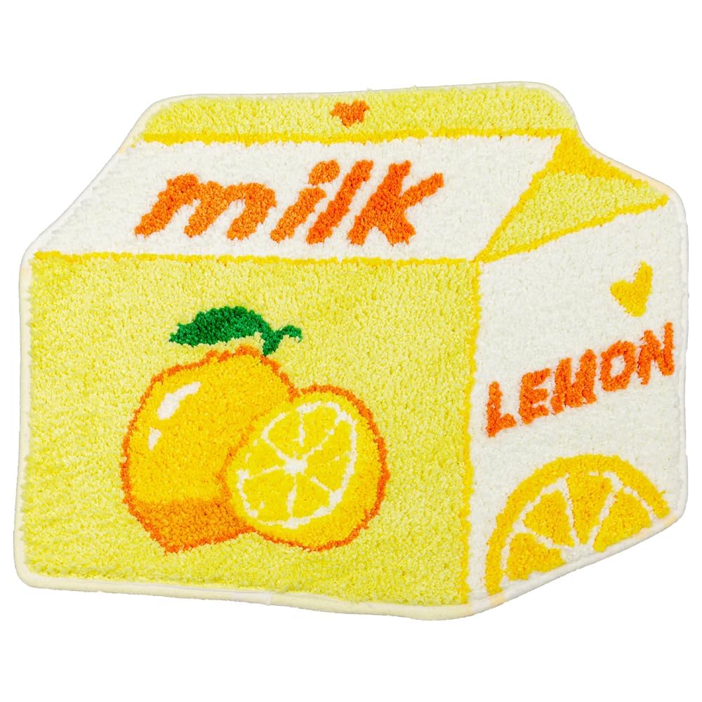 Lemon Fruit Bath Mat for Bathroom Rugs Cute Yellow Absorbent Non Slip Fruit Lemon Bath Rug Milk Cartoon Shaped Fun Plush Microfiber Shower Rug