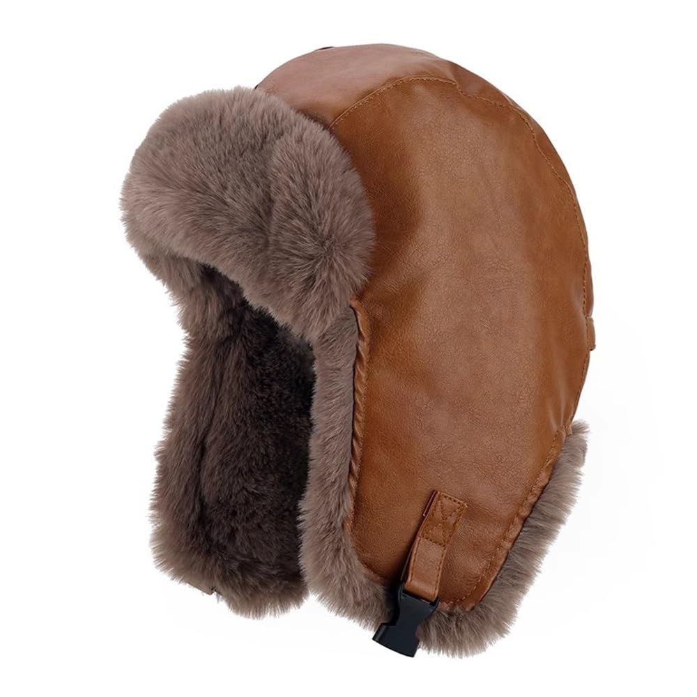 Sombrero de Invierno para Hombre Gorra de Cuero for Hombre cálida Invierno para Esquiar y Cazar