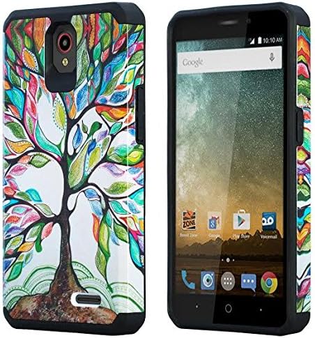 GW Compatible for ZTE Maven 3 Case, ZTE Overture 3 Case, ZTE Prelude Plus Case [Impact Resistant] Silicone Hybrid Dual Layer Defender Protective Case Cover for ZTE Maven 3/Overture 3 Colorful Tree