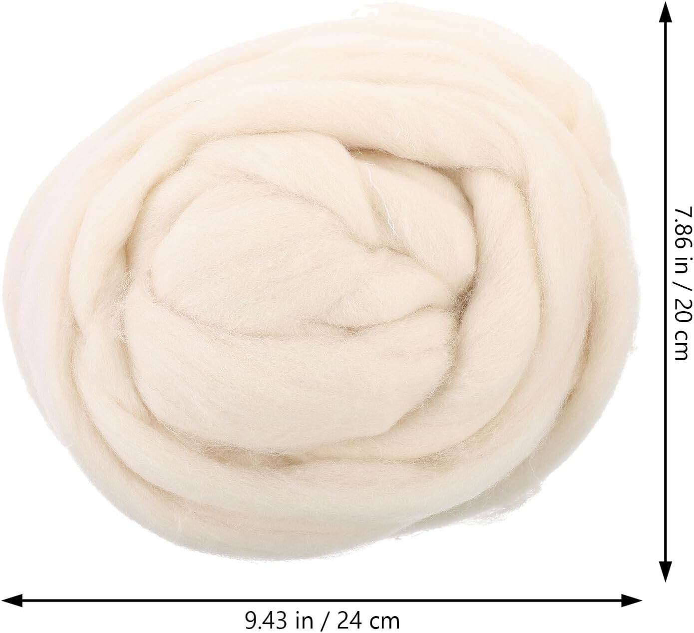 White Wool Roving for Needle Felting, 200g Craft Fiber Bundle