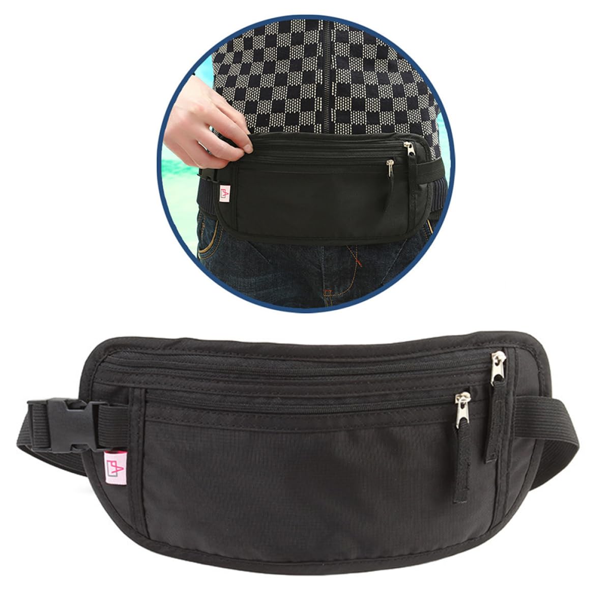 BESPORTBLE 3piezas Riñonera Antirrobo Ultra Ligera para Running y Actividades Al Aire Bolsa De Cintura Gran Capacidad para Viajes y Ejercicio para Llevar Esenciales como Teléfono y Llaves