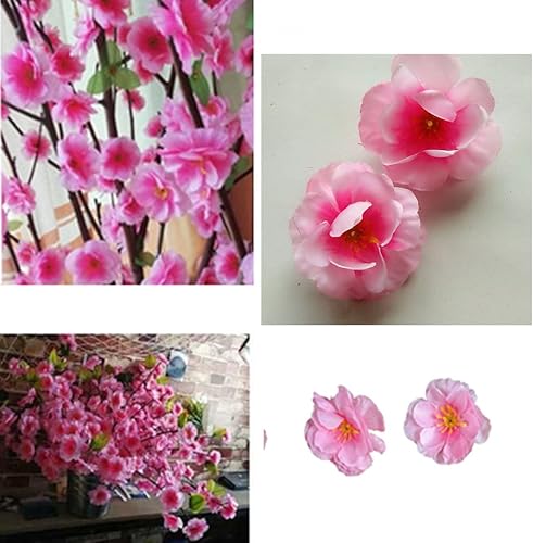 Miniatura 6 de Cabezales de flores de cerezo de seda artificial, 50 piezas de flores de cerezo artificiales, seda falsa para pinzas para el cabello de novia,