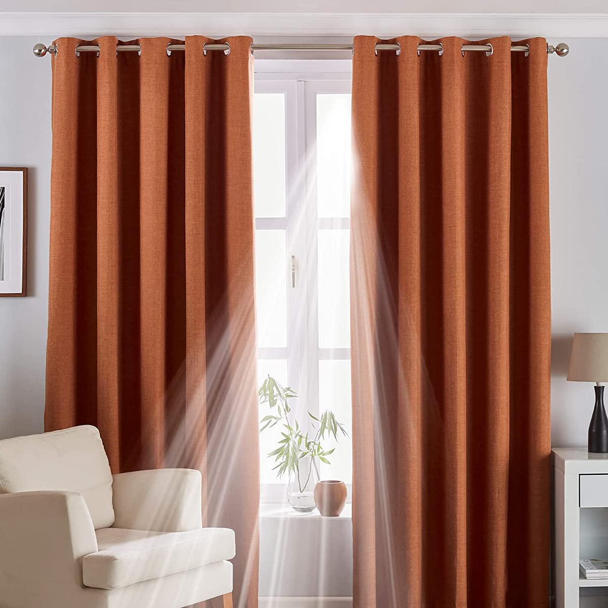 Riva Home Eclipse Blackout Eyelet Curtains, Polyester, Duck Egg Blue, 66" x 72" (168 x 183cm)