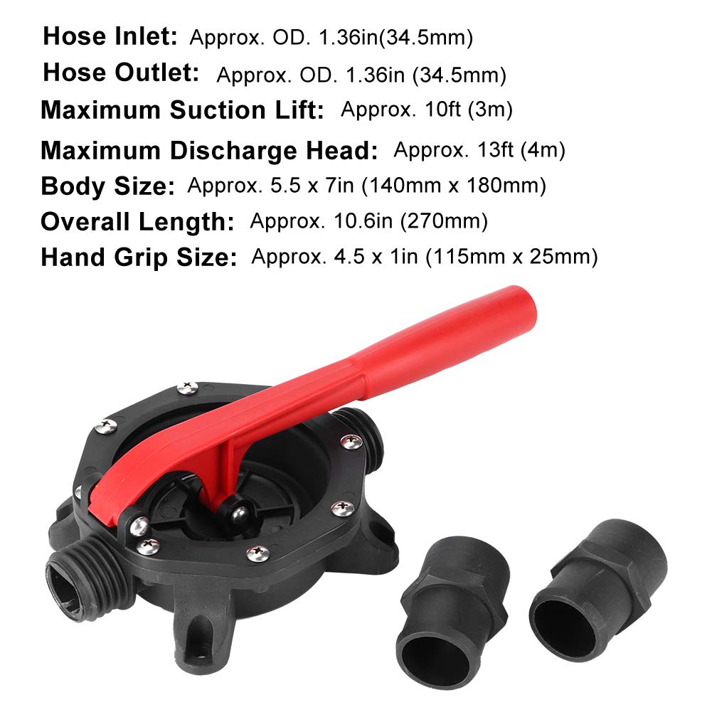 Manual Bilge Pump, Plastic Handle Marine Manual Diaphragm Hand Bilge Water Pump with Adapter Sealing Ring for Boat Yacht SFDHP?G720?02(NMDPH?G720?02)
