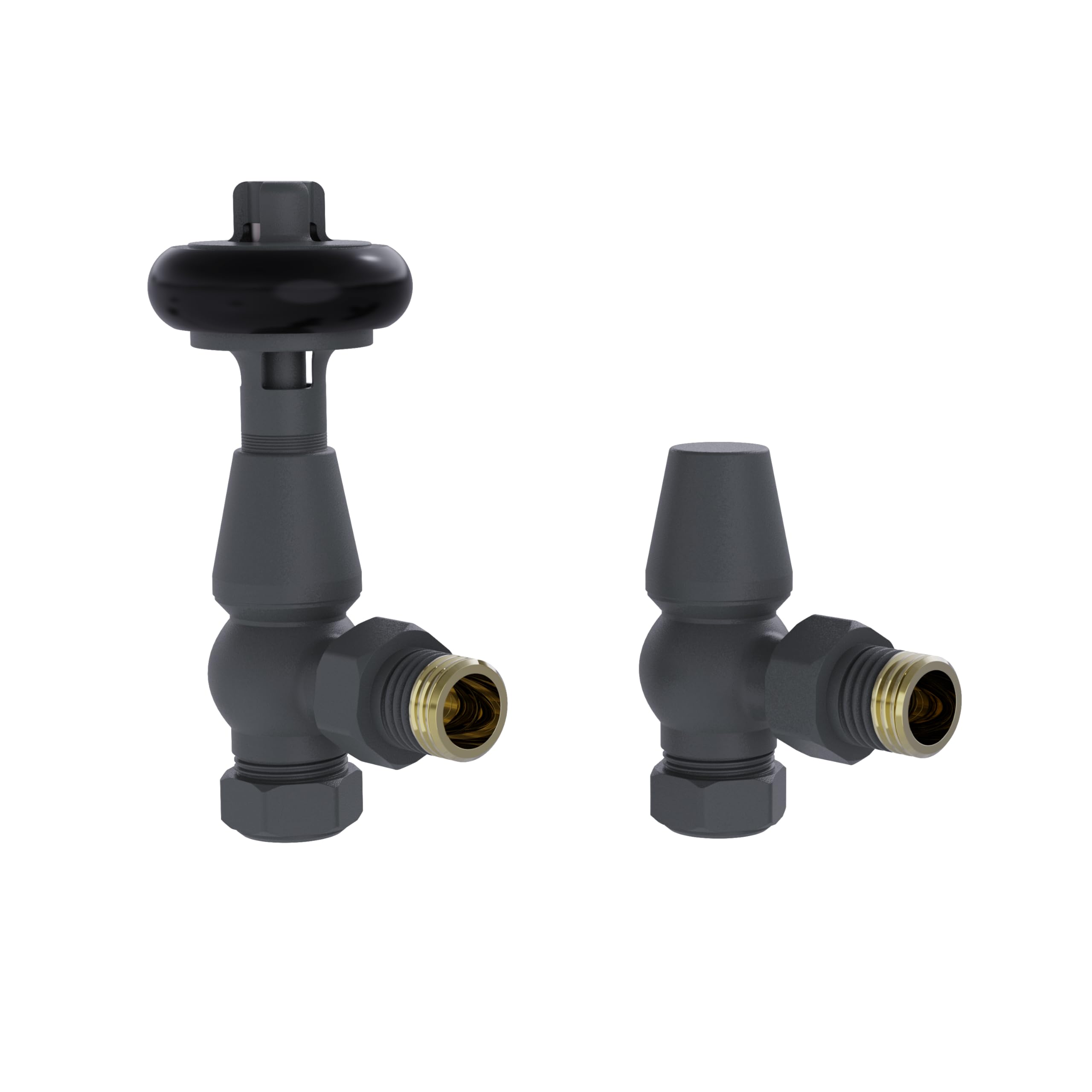 Warmehaus Anthracite Chelsea Traditional Angled Trv Thermostatic Radiator Valves