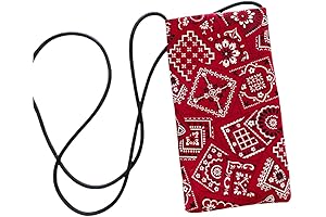 Eye-Catching Red Bandanna Fabric Necklace Purse for Glasses or Cell Phone