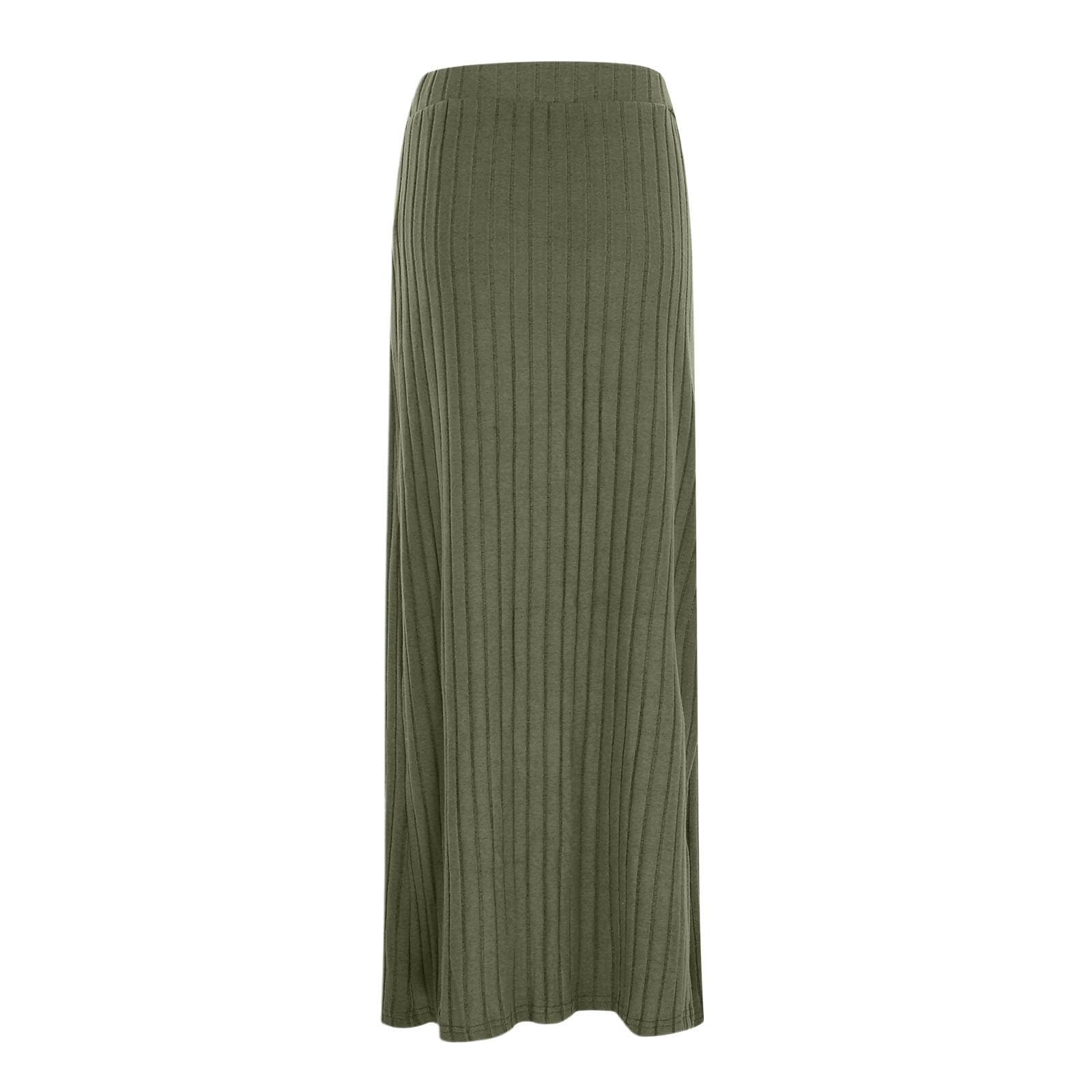 Damen Strickrock High Waist Bleistiftrock Lang Elegant Midirock Winter Vintage Röcke mit Schlitz Bodycon Winterrock Slim Fit Freizeitrock Stretchrock