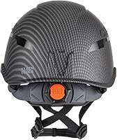 Vista 9 de Klein Tools 60517 Casco de seguridad, ventilación clase C con lámpara recargable y correa de barbilla, patrón KARBN premium, rejillas de ventilación