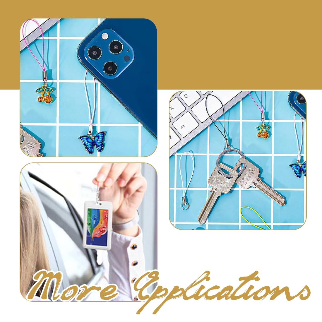 Lanière pour téléphone portable 50 couleurs mixtes Porte-clés Poignet