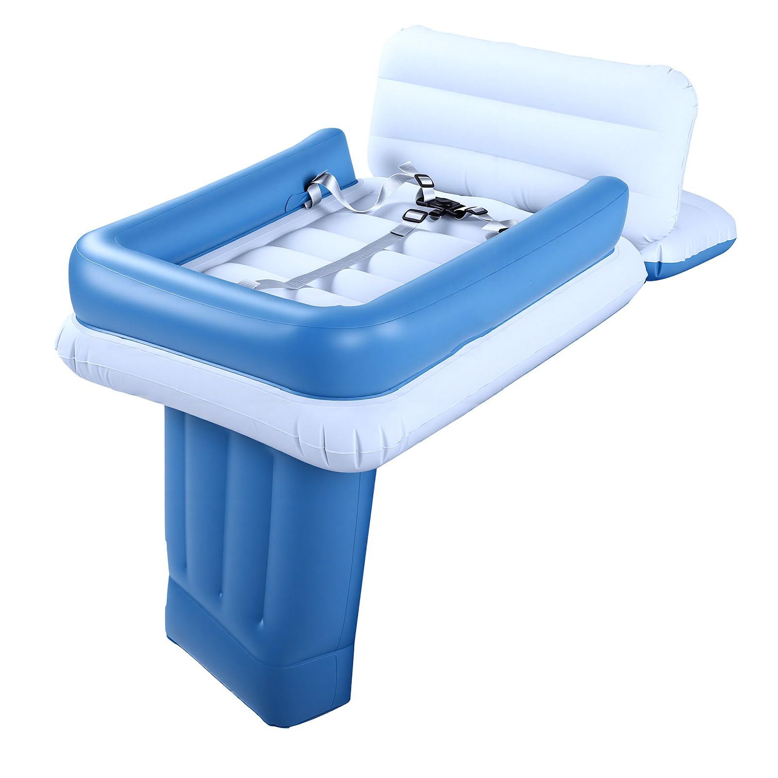 Lit Gonflable de Voyage avec Coussin épais, Bleu | Extension de siège arrière de voiture d'avion, matelas de couchage de voyage pour enfants en bas âge, sac de transport
