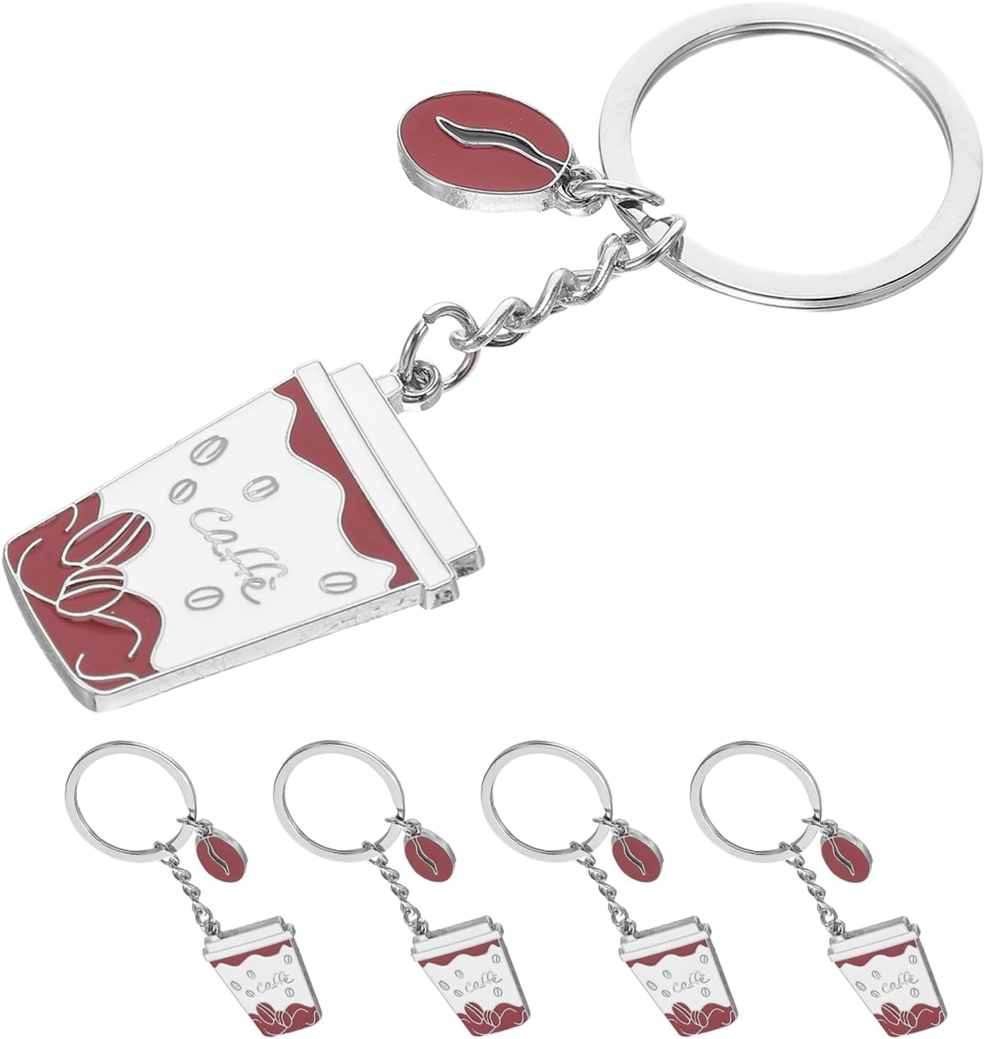 LUOZZY 15 Pcs Miniature Coffee Cup Keychain with Metal Bag Charms for Backpack or Tote