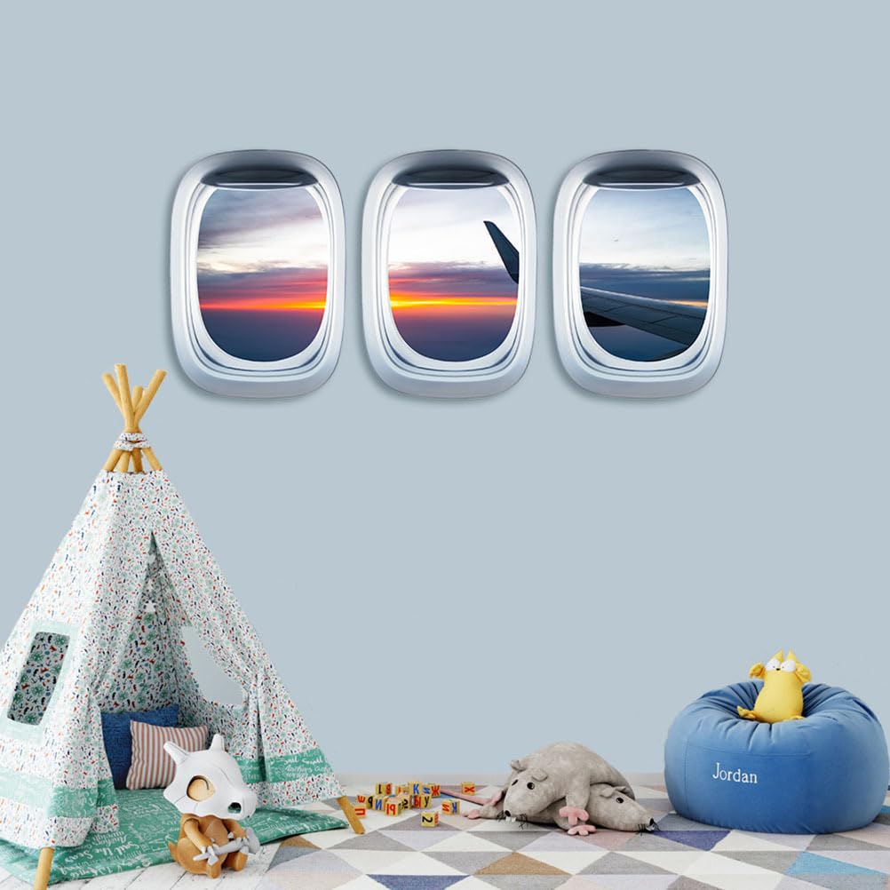 Housoutil 3 for Children Removable Wall Stickers Children's Stickers for Children Space Wall Sticker Airport Decoration Door Decoration Sticker Window Sticker Landscape Format - Image 4