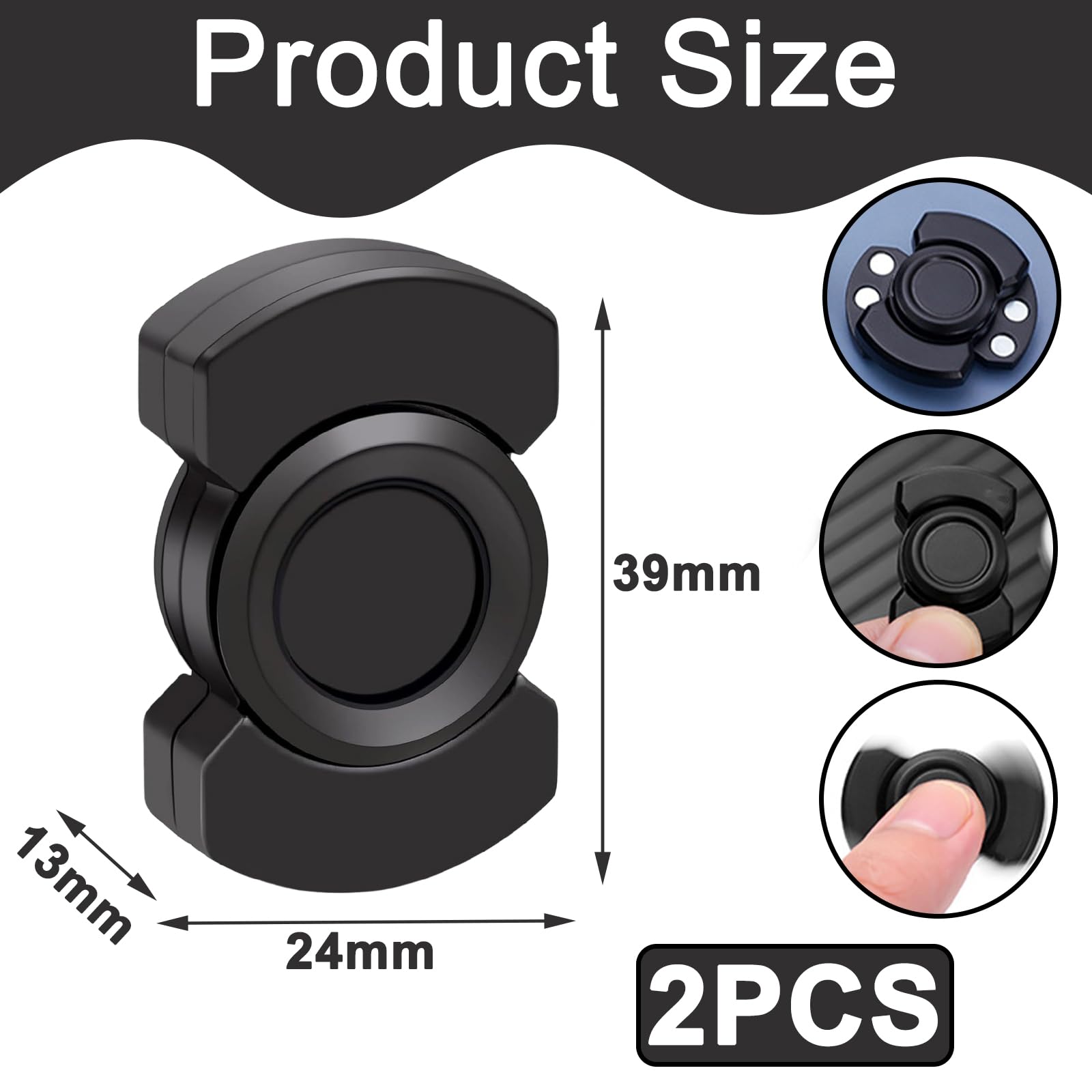 2 PCS Fidget Spinners Black 3-In-1 Fidget Slider Compact And Portable Spinner Toy - Image 2