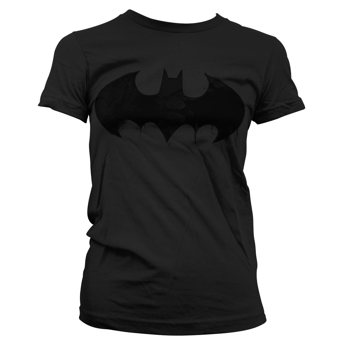 BATMAN Officially Licensed Inked Logo Women T-Shirt (Black), Medium