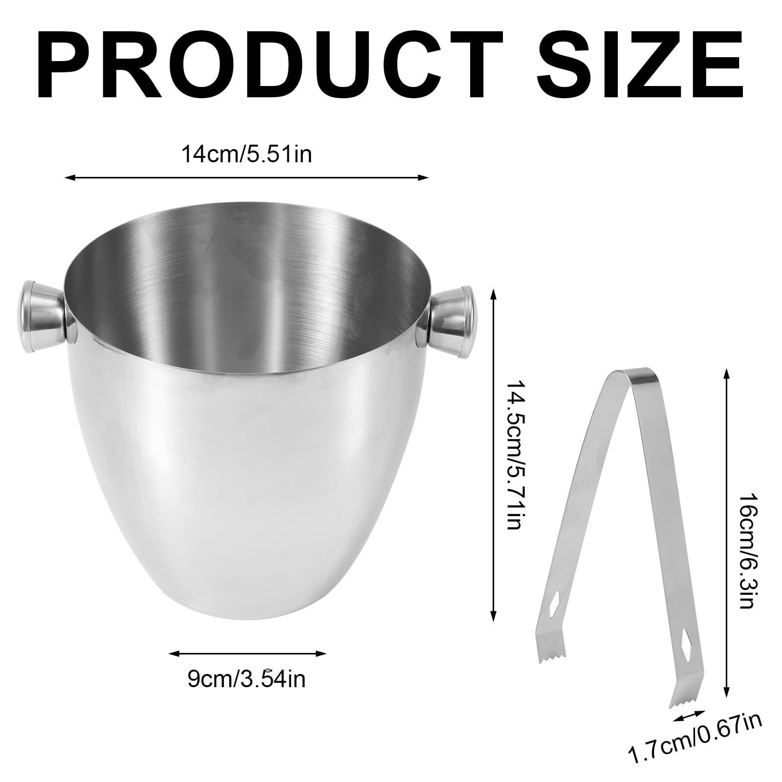 Gosknor 1,5L Acciaio Inossidabile Secchiello Ghiaccio con Pinze, Compatto Contenitore Porta Ghiaccio per Cocktail Birra Vino Secchiello Champagne Mantiene Congelato più Lungo Casa Bar Feste