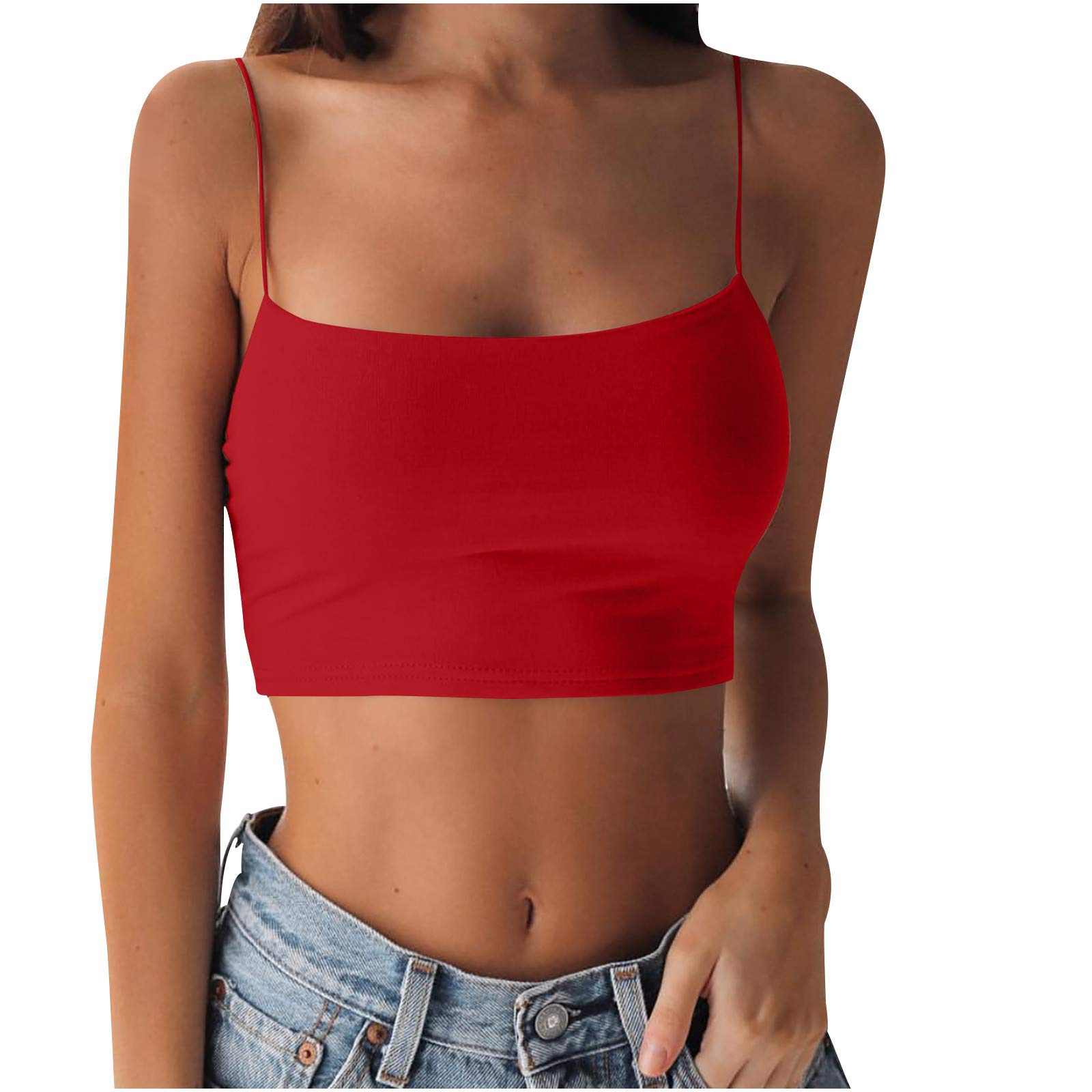 Genérico Chándal para Mujeres Mujeres Crop Tops sólido Verano Mujeres Tank Tops Chaleco sin Mangas Crop Tops