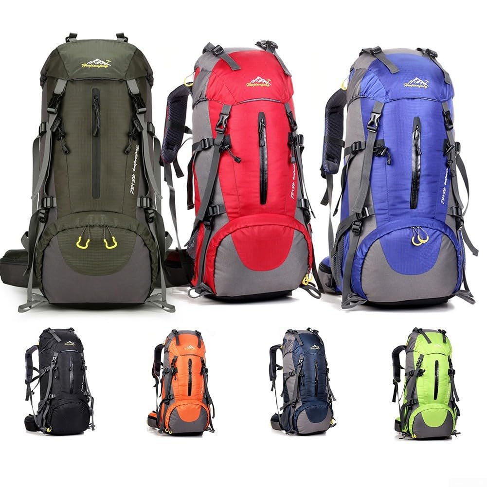 Zaino da trekking da 50 l, impermeabile, in nylon, da viaggio, campeggio, grande capacità, per sport all'aria aperta, arrampicata, con scomparto inferiore per scarpe, per uomini e donne