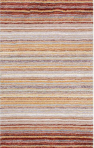 Image of Classie Ombre Pattern Shag Area Rectangular Rug, 7X10 Feet, Red Mixture