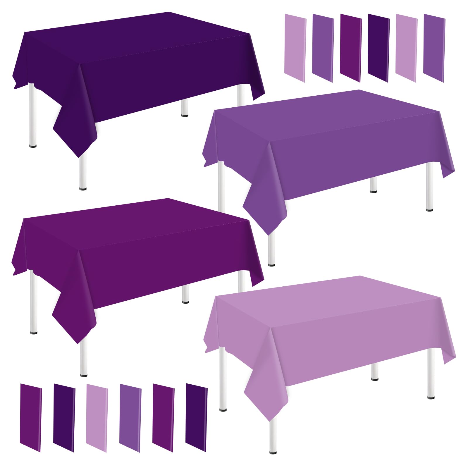 Whaline 16Pcs Purple Plastic Tablecloth 4 Gradient Purple Colors Rectangle Table Cover Waterproof Table Cloth for Halloween Parties Decoration