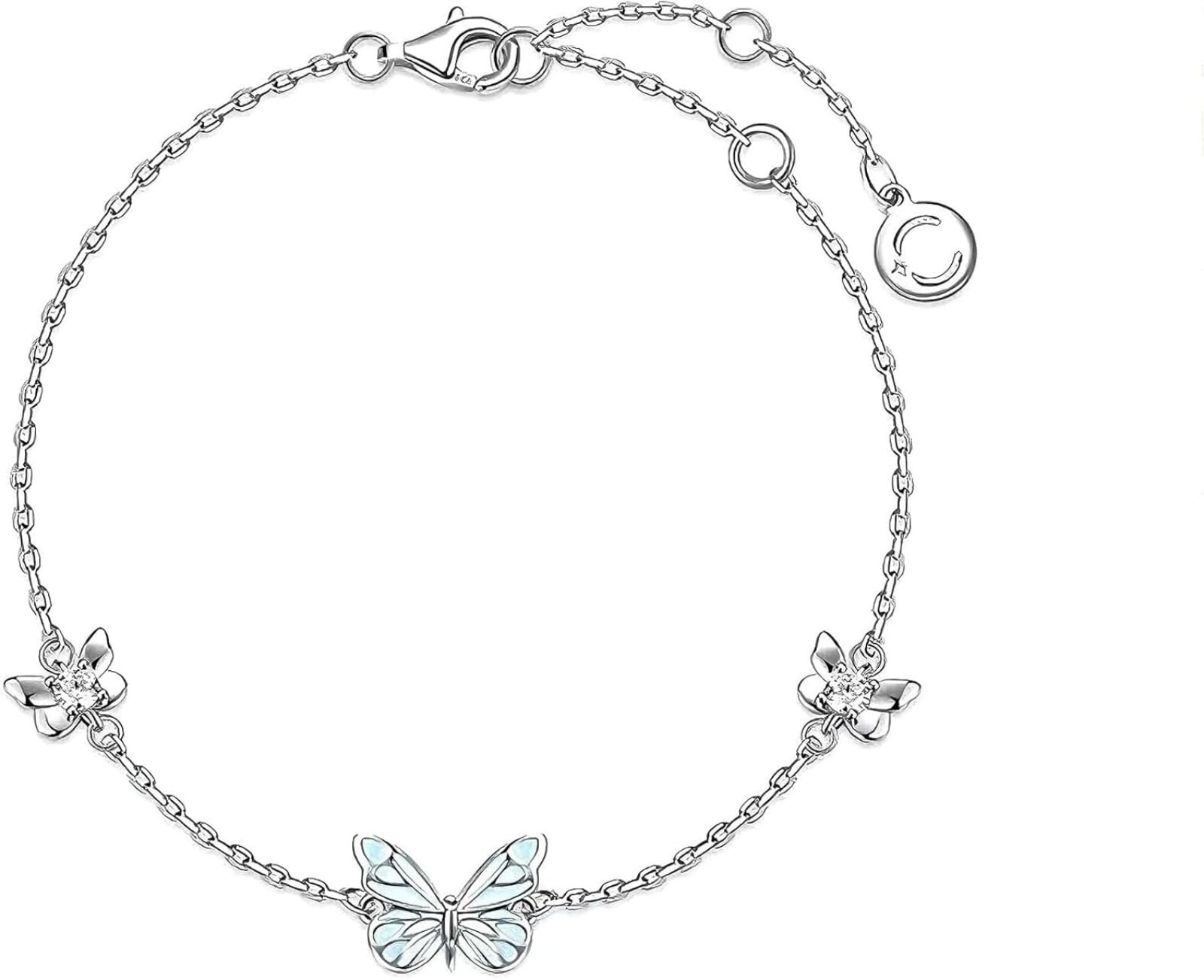 Pulsera luminosa de plata de ley 925, ajustable, hipoalergénica, resistente a la decoloración, brilla en la oscuridad, regalo para mujer