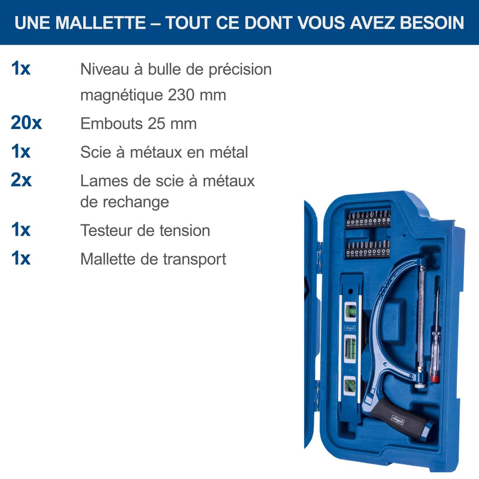 Scheppach Coffret à outils TB99 – Coffret multi outils – 90 pièces | Mallette à outils – Caisse à outils – Tournevis, douilles, clés Allen