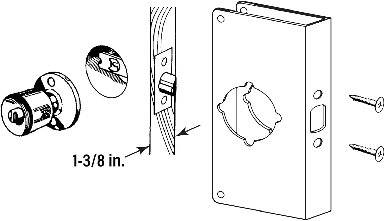 Prime-Line U 9568 Brass Lock and Door Reinforcement Plate for 1-3/8 In. Thick Doors, Antique Brass Finish (Single Pack)