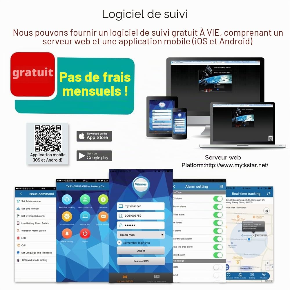 4G Mini GPS Traceur avec Micro Winnes GPS Tracker en Temps Réel APP sans Abonnement Portable Traqueur TK901 Antivol pour Voiture/Personnes/Personnes âgées/Enfant/Valise/Sac