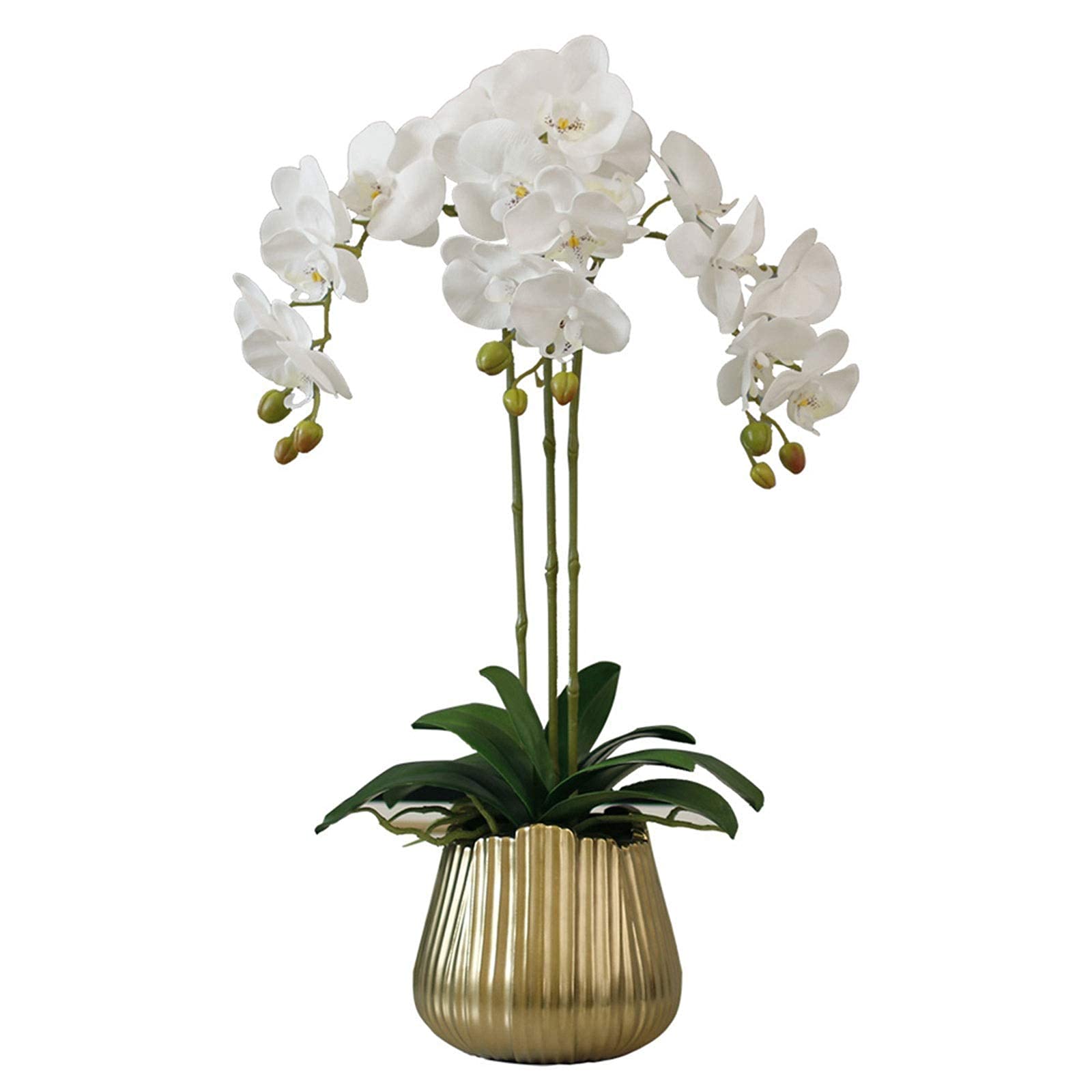 Delicati fiori artificiali di orchidea finta composizione con vaso, bonsai di fiori artificiali per camera, hotel, soggiorno, matrimonio, decorazione per la casa, tavolo da pranzo