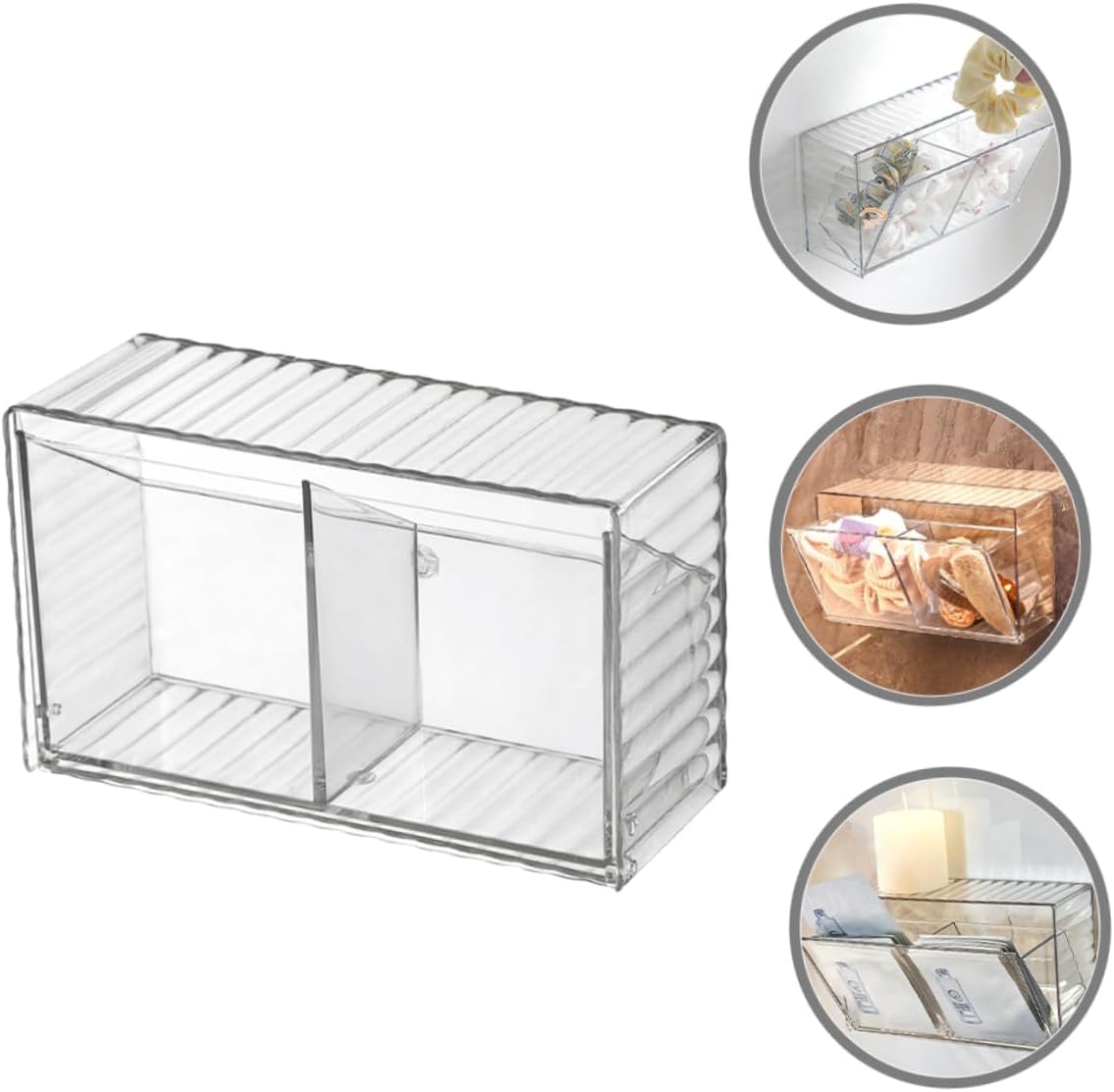 Alipis 3pcs Wall-mounted Cotton Swab Holder Multi-functional Storage Organizer for Bathroom and Bedroom Dust -lid Design Lightweight and Compact Cotton Dispenser