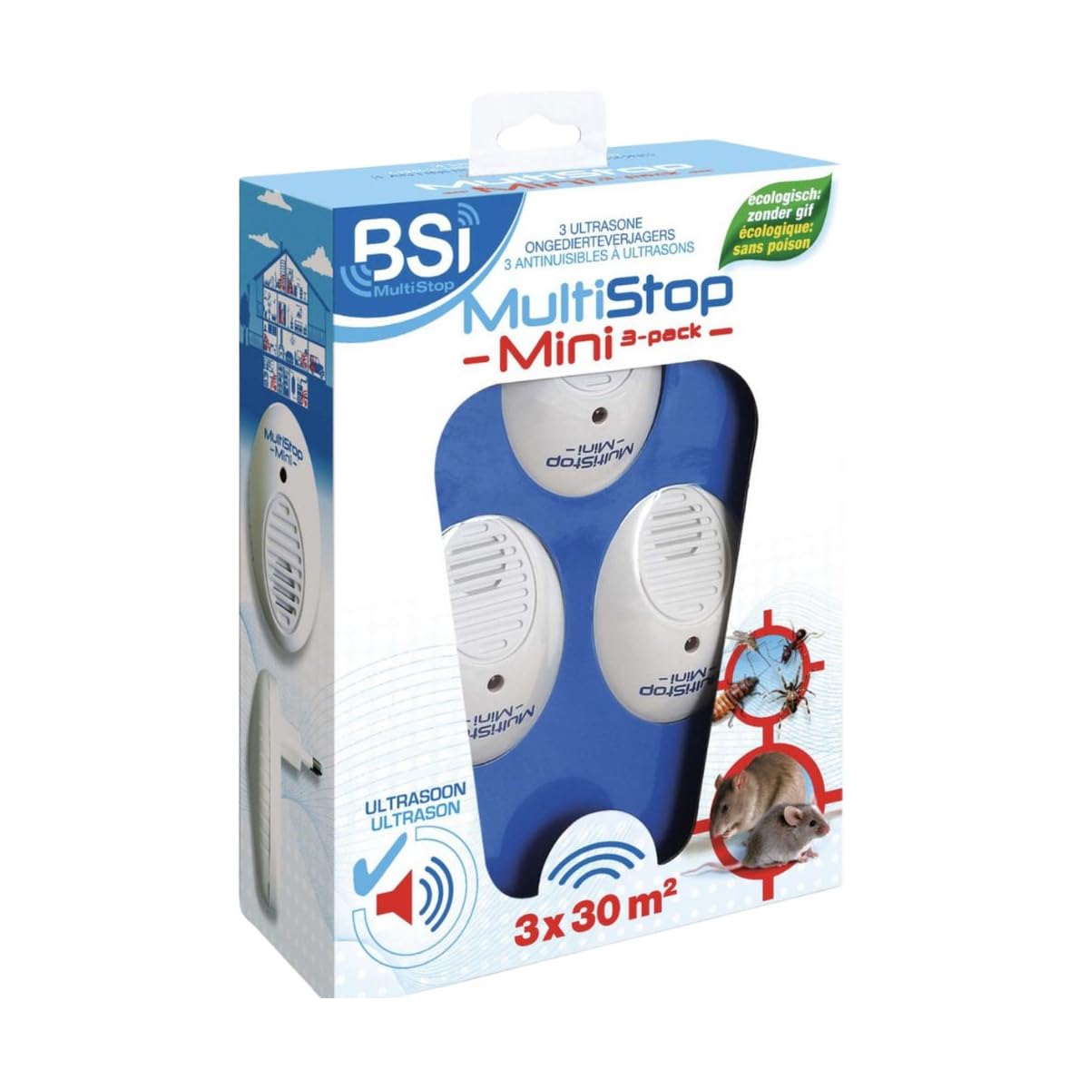 Répulsif ultrason rats et souris BSI Multistop Mini stop bruits grattements