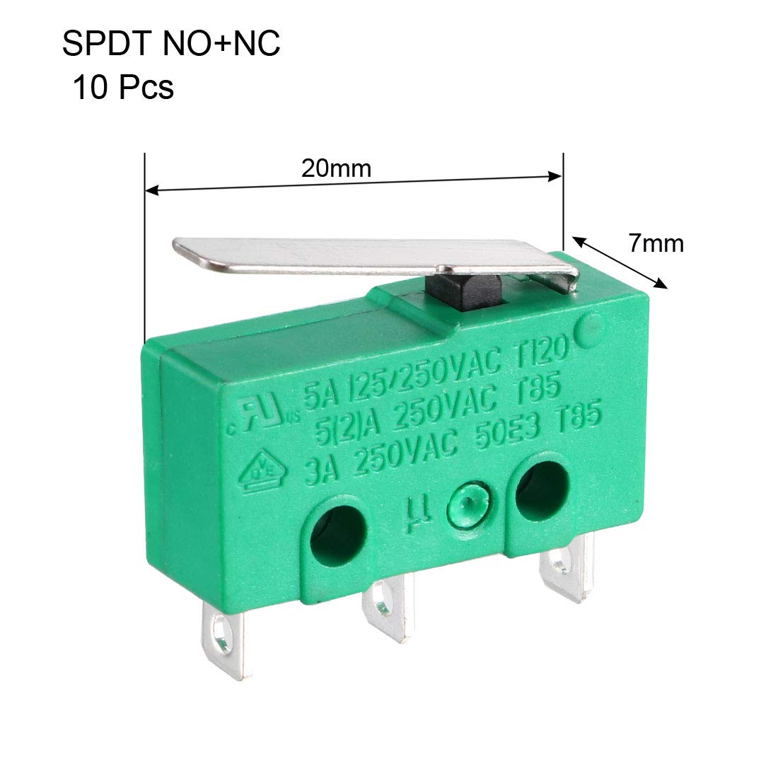 Dimensions of uxcell KW4-3Z-3 Micro Limit Switch
