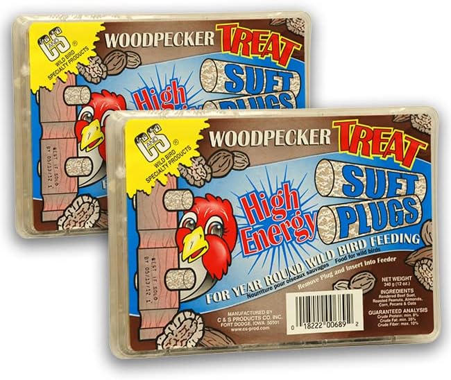 Amazon.com: C&S Woodpecker Treat Suet Plugs, 24 4-Packs : Patio, Lawn
