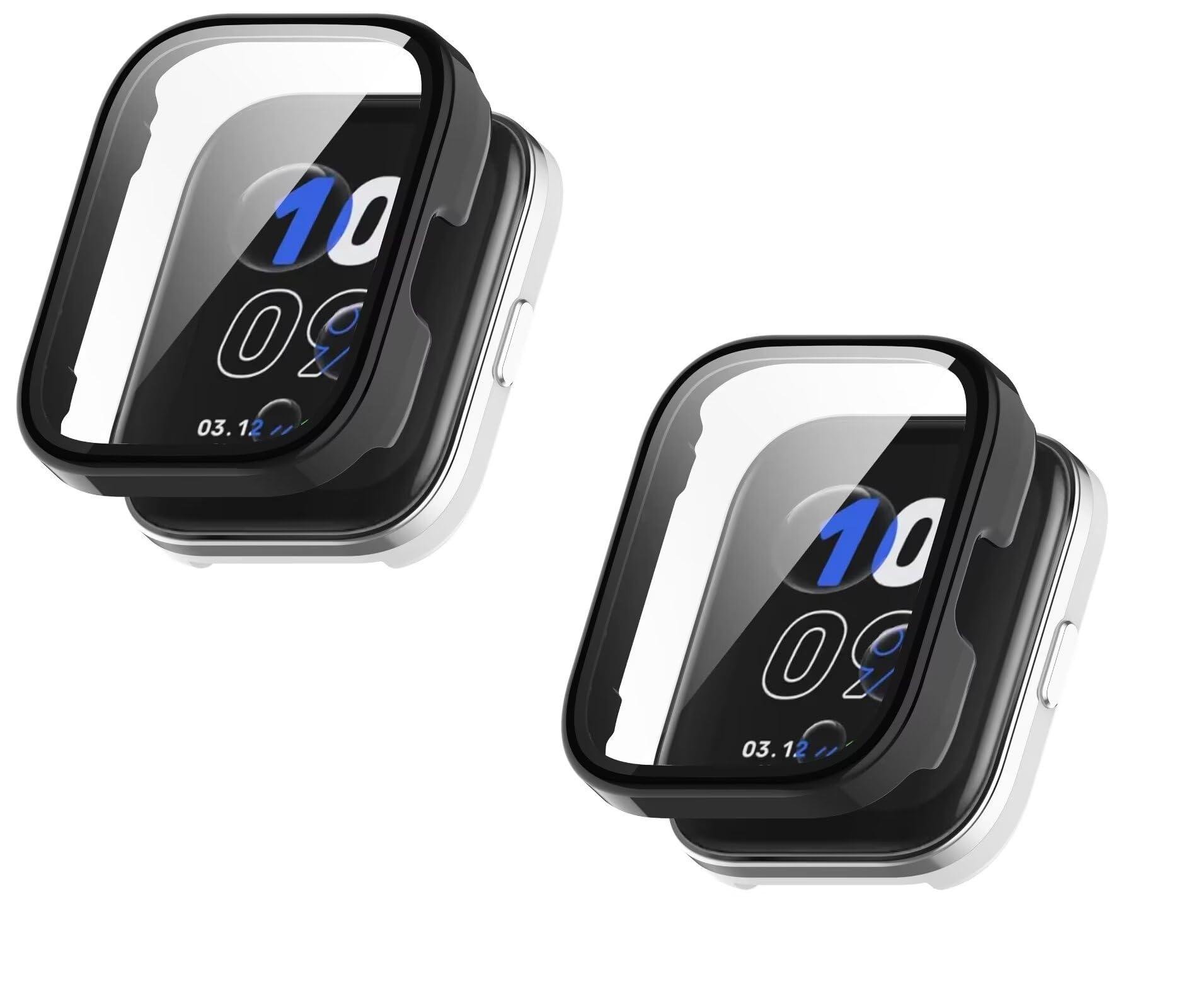 TINGYR 2 Piezas Funda Compatible con Amazfit Bip 5 Unity, PC + Vidrio Templado para Proteger la Pantalla, Anticaída, Carcasa Compatible con Amazfit Bip 5 Unity.Negro