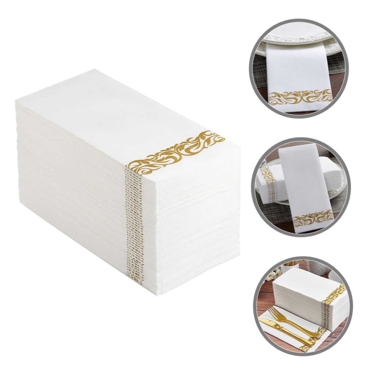 100 Piezas Servilletas de Papel y Doradas con Diseño Floral para Banquetes Fiestas de Cumpleaños y Despedidas de Soltera