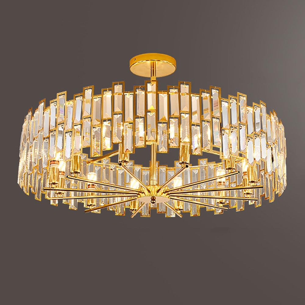 HXYSXHJUO E14 modern light luxury crystal lamp, simple living room chandelier, for bedroom dining fixtures,80CM