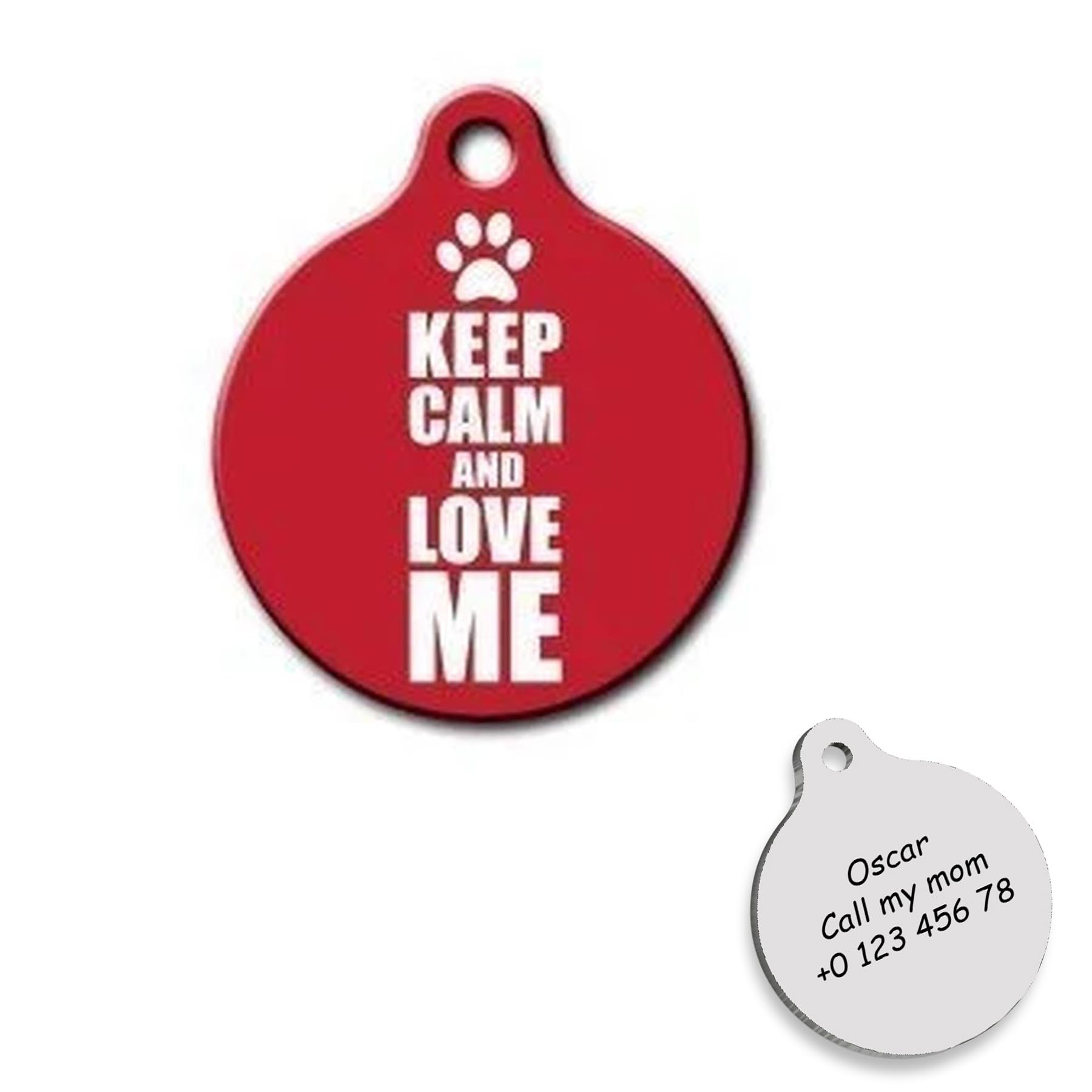 Keep Calm and Love Me Personalized Dog Tag - Custom Name Tag - ID Tag for Dog & Cat - Customized Pet Tags - Dog & Cat Name id Tag - Dog Name Tag - Engraved Dog Tag