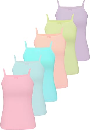 LOREZA 6 Pack Girls Cotton Undershirts Underwear Tank Top 2-15 Years