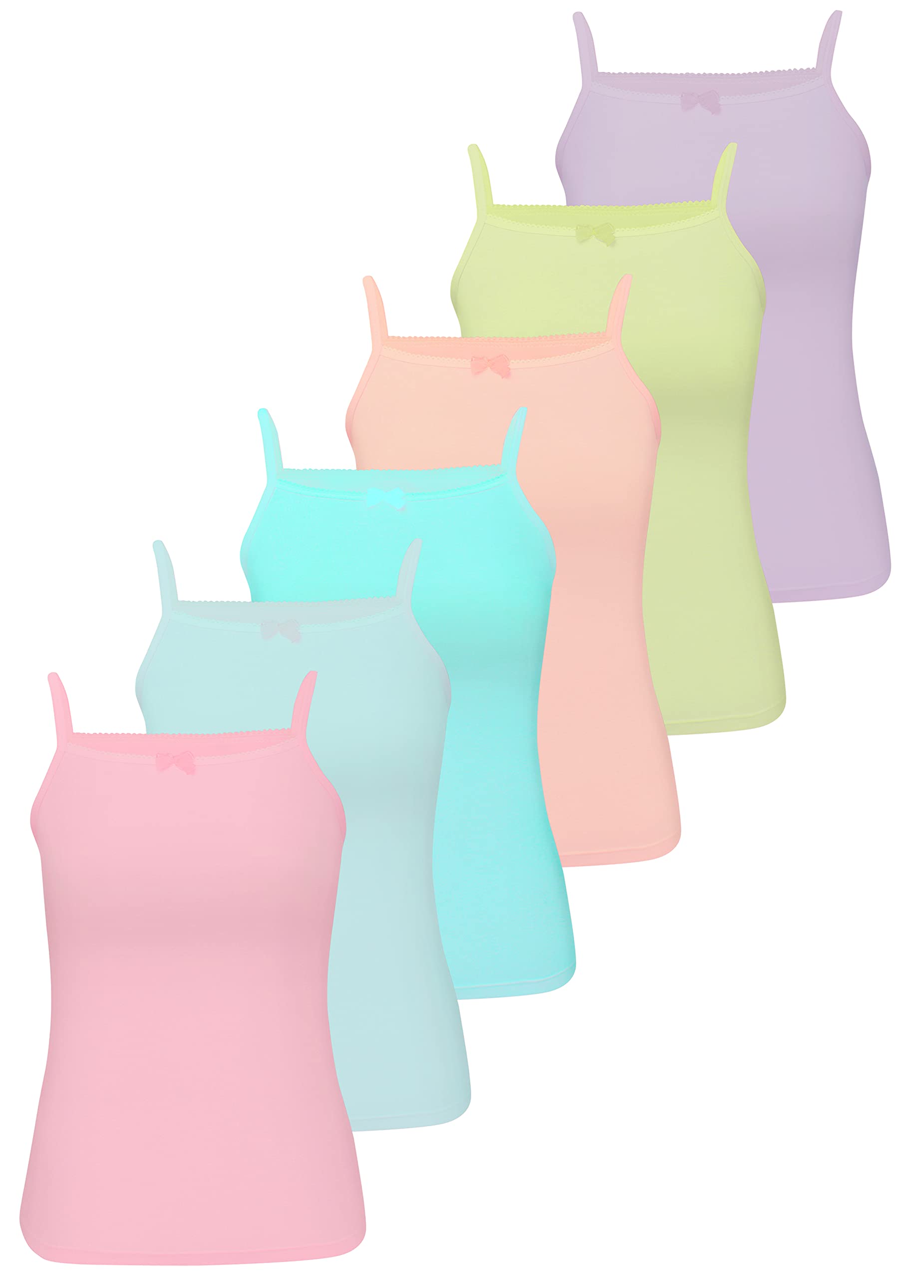 LOREZA® 6 Filles Maillot de Corps en Coton Débardeur Enfants sous-vêtements 2-15 Anni