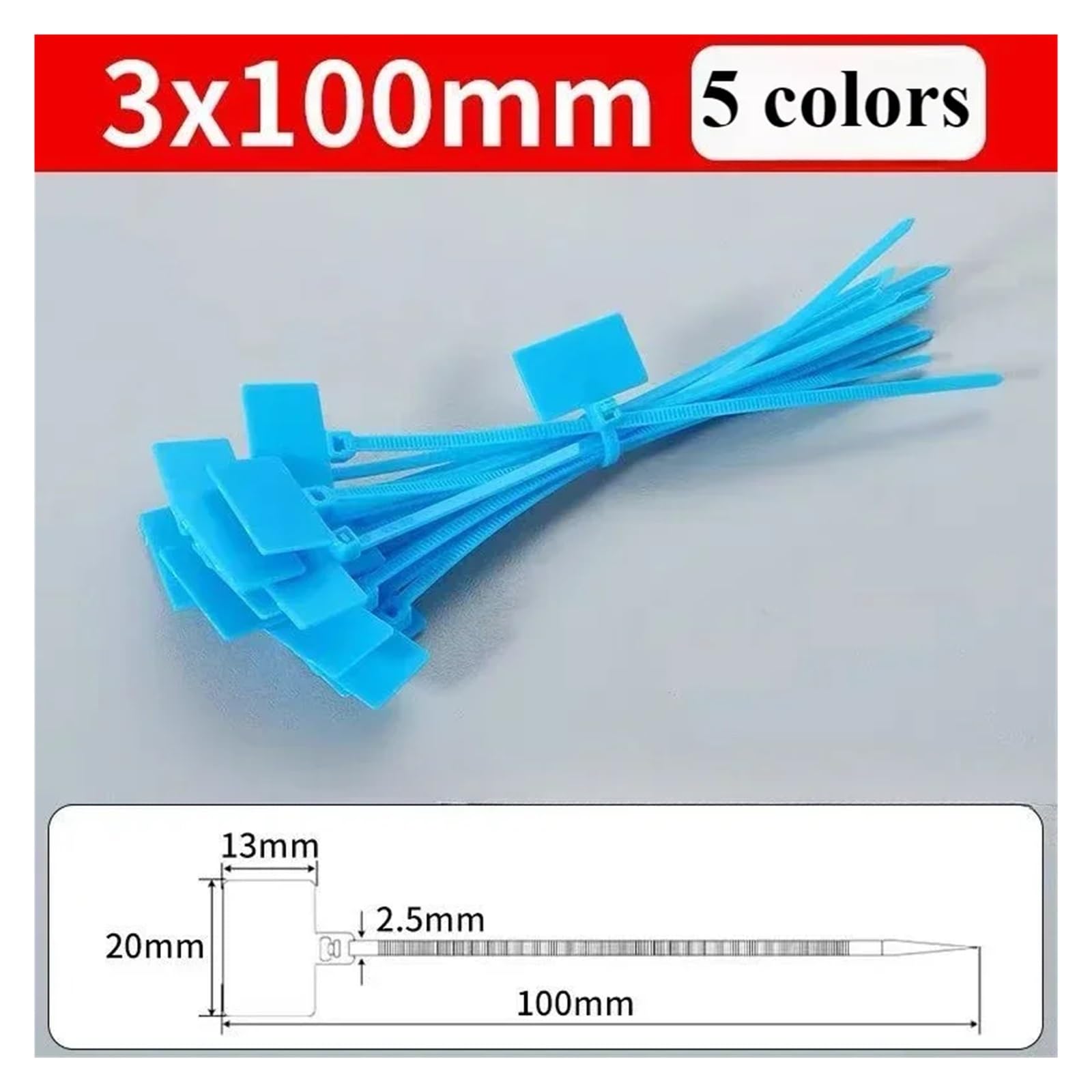 Kabelbeschriftung 100Pcs Tags Self-Locking Netzwerk Kabel Zip Trim Wrap Schleife Draht Straps Label 3 * 100mm 4 * 150mm 4 * 200mm(Red,4x200mm)