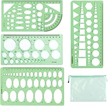 Town Wave Template Design Ruler, Transparent, For Drafting, Set of 4, Circular Ruler, Square, Ellipse, Triangle, Multiform, Combination Ruler, Multi-functional, Mathematical Graphic Ruler,