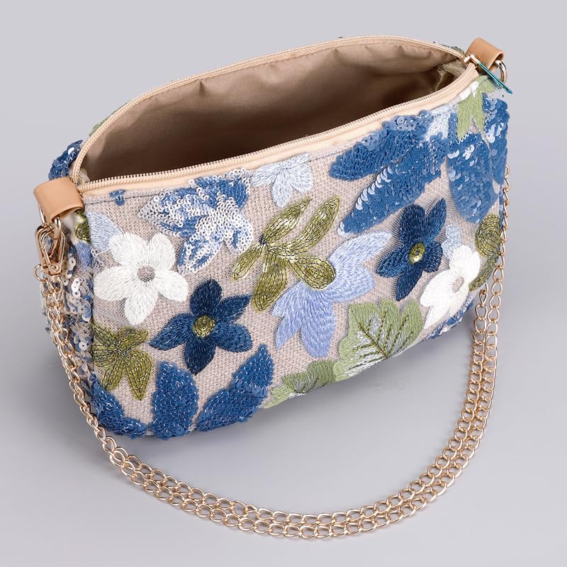 Sequin Beaded Y2k Embroidery Purse Summer Floral Knit Evening Party Purses Crossbody Straw Bag Women4